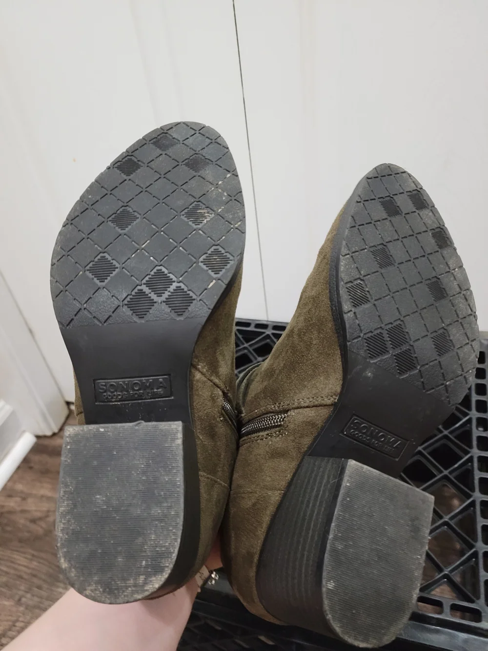Sonoma Esme Olive Green Suede Double-Buckle Ankle Booties - Picture 7 of 14